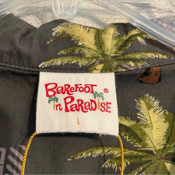 Barefoot In Paradise Vintage Style Men's Hawaiian Button-Down Shirt Size LRG - Picture 3 of 4